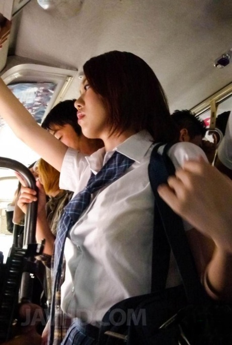 Japanese coed Yuna Satsuki is groped before sucking cock on a public bus 74772978