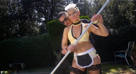 Blonde pool cleaner feminizes a man before having sex with him 14652232
