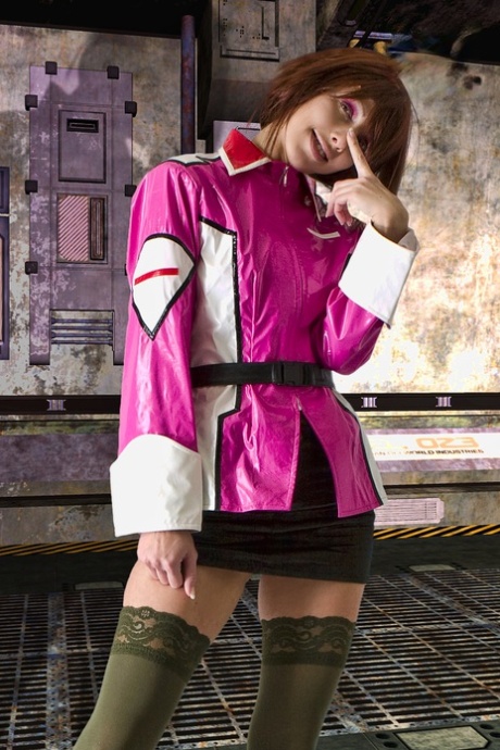 Cute cosplayer exposes her tits and ass after biting down on a finger 45962312