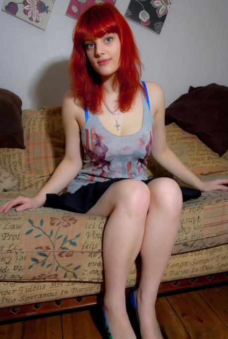 Redheaded teen Charlotte sets her big natural tits free in her underwear 47877319