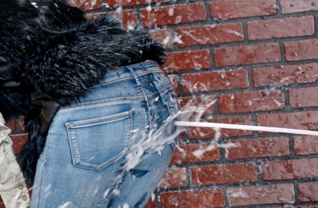 Dark-haired girl gets covered in copious amounts of sperm at a gloryhole 59862719