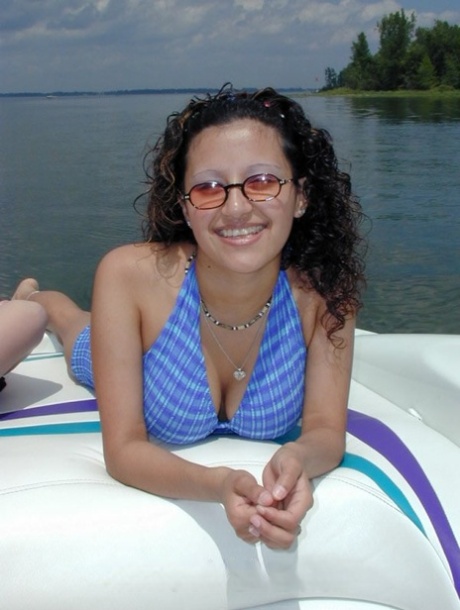 Latina amateur Talia uncovers her large tits while getting naked on a boat 53319947