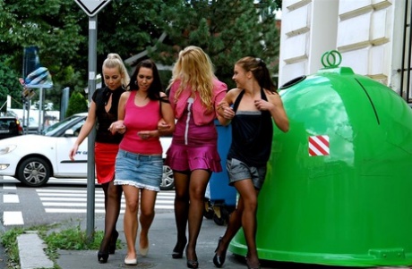 Four drunk chicks have sex in a club during a birthday party while clothed 97154534