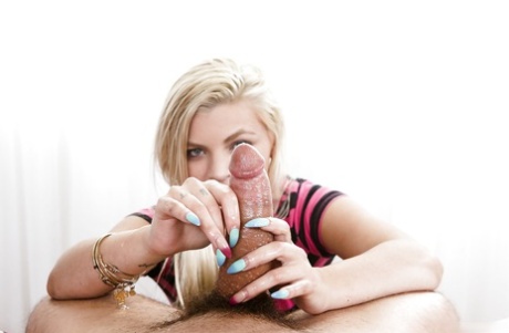 Some nice close up CFNM handjob action featuring blonde chick Alex Little 45098388